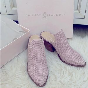 Chinese Laundry Pink Snakeskin Booties